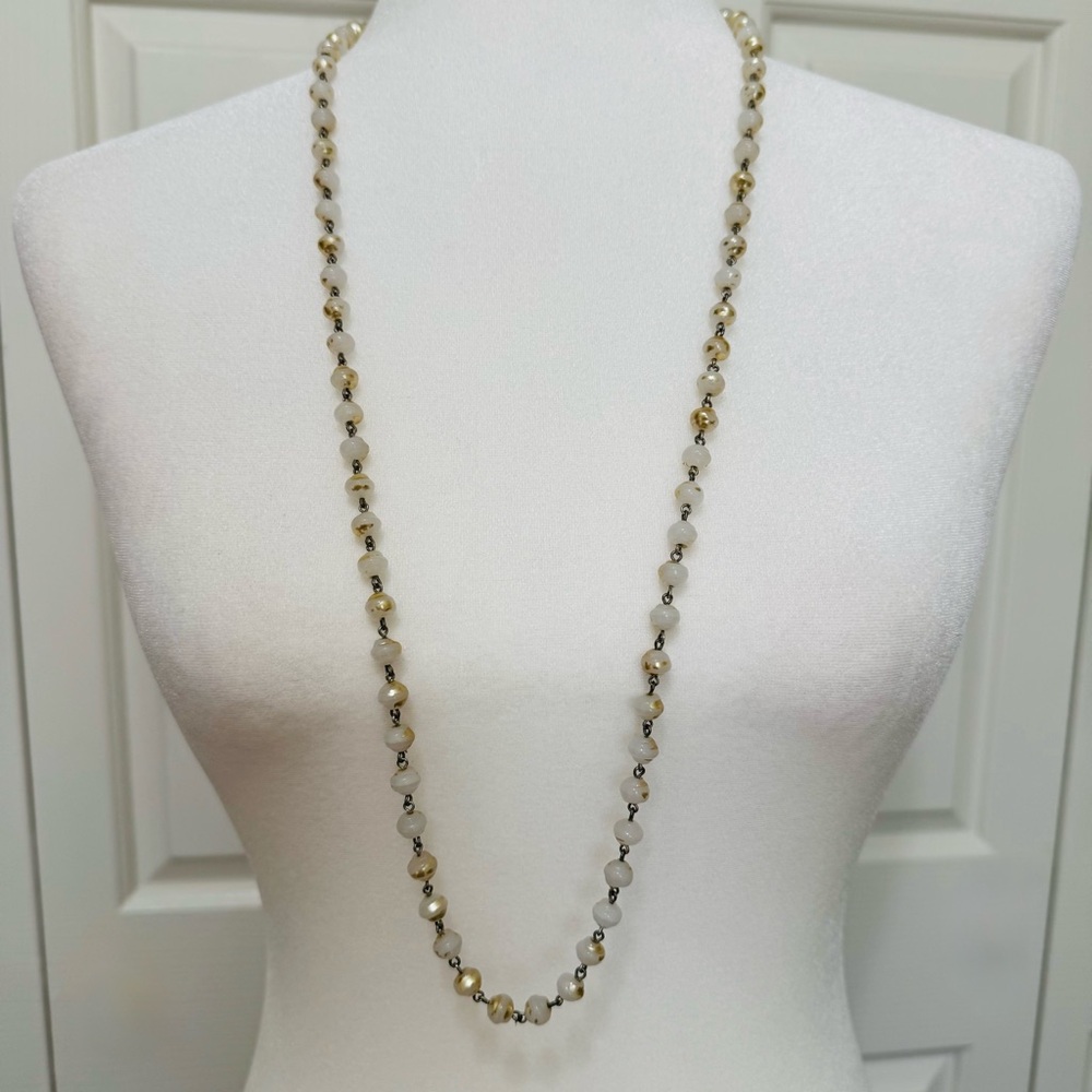 Anne Klein Signed Vintage Baroque Faux Pearl Long Necklace 35" Statement